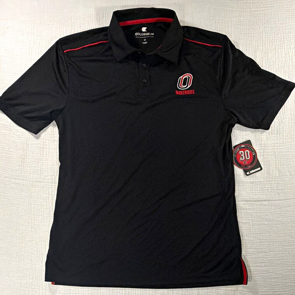 Colosseum Men's M Omaha Mavericks Black/Red Polo Short Sleeve Embroidered Logo